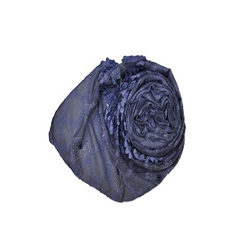 Heavy lace hijab with kite shaped diamond work - Blue